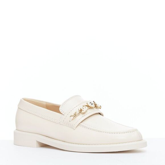 Chanel CC Heart Flower Charm Chain Leather Loafers - Picture 3 of 6